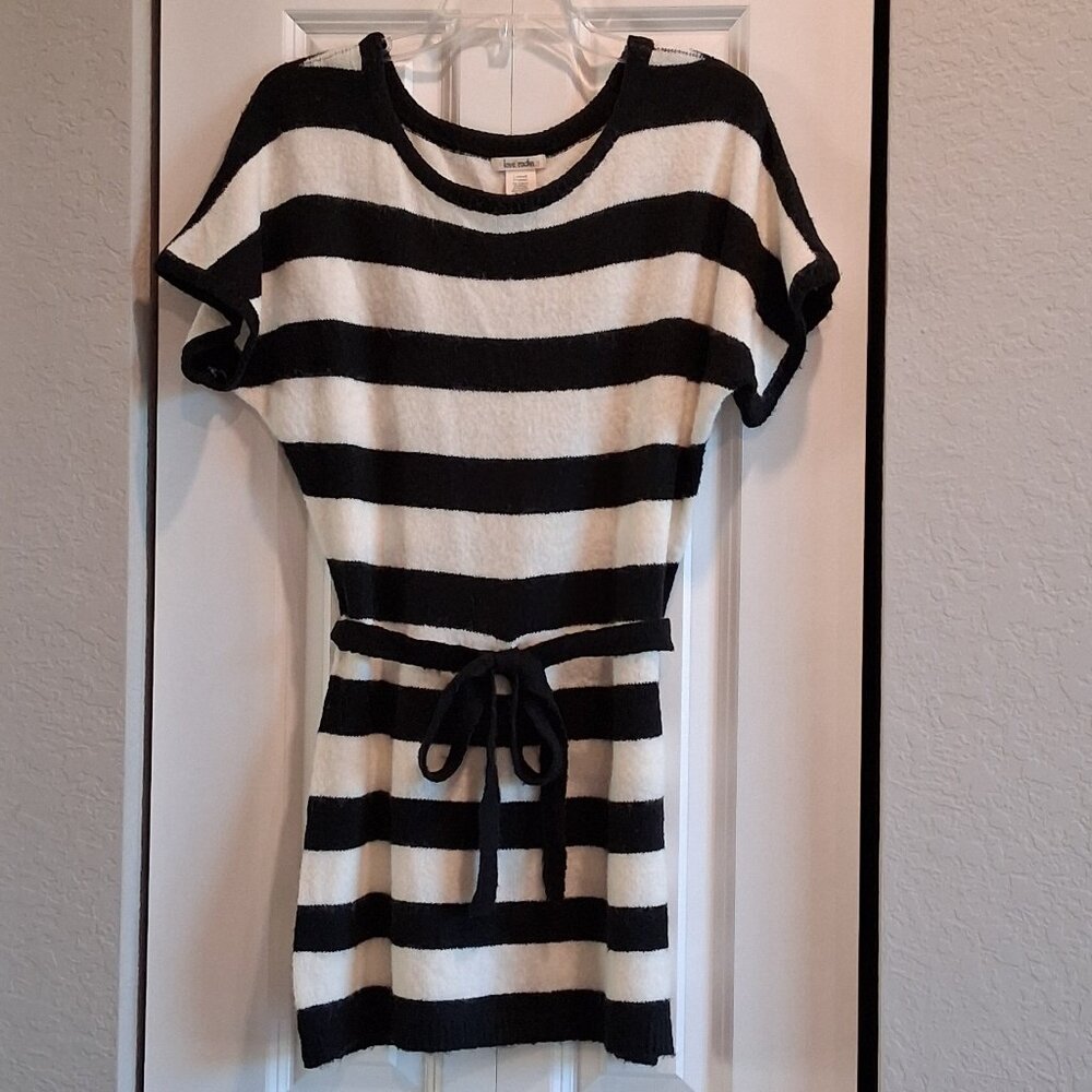 Lover Rocks Black & White Stripe Sweater Dress Size L